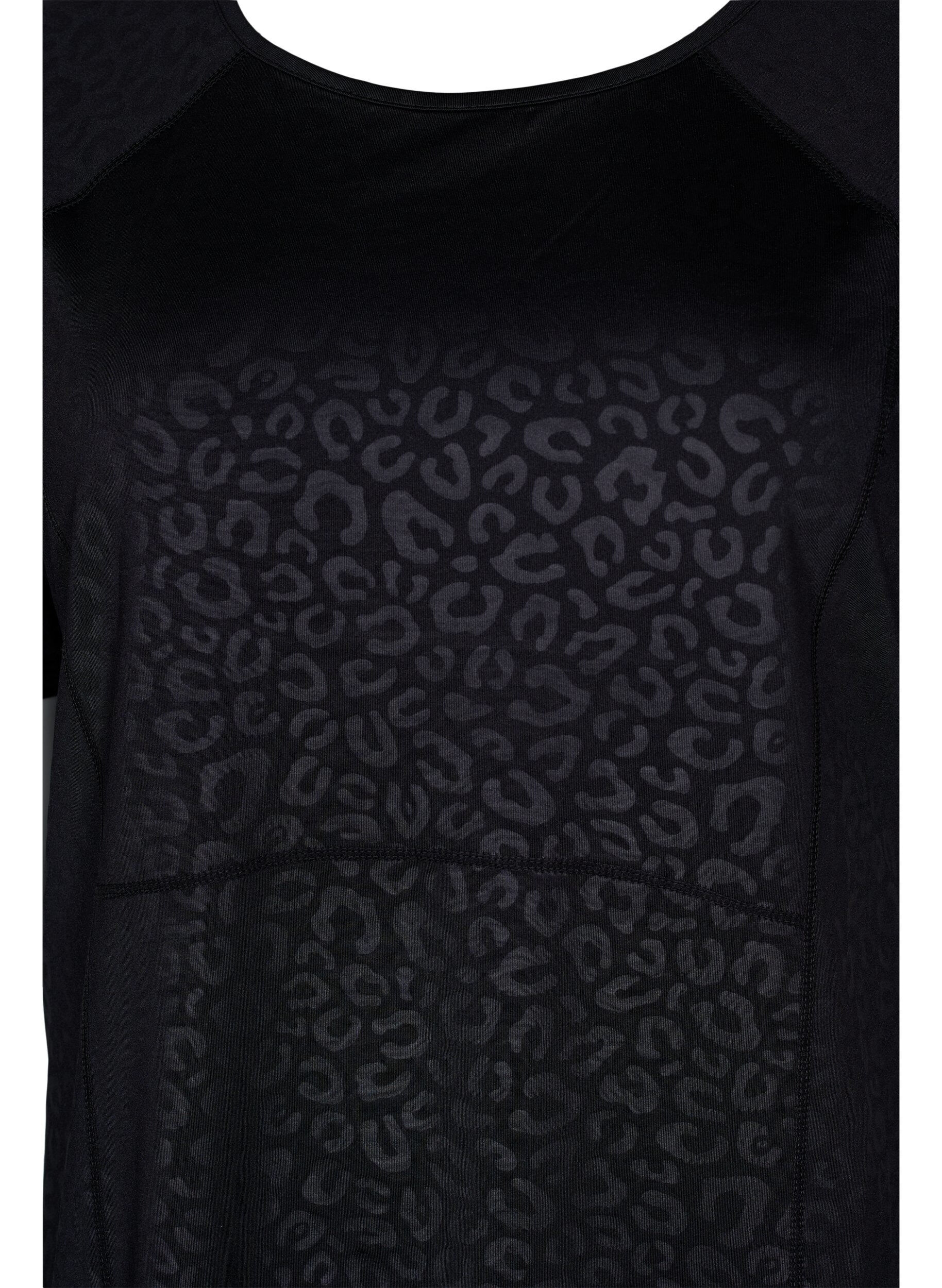 Zizzi Tr&aelig;nings t-shirt med print og mesh, Black, Packshot image number 2