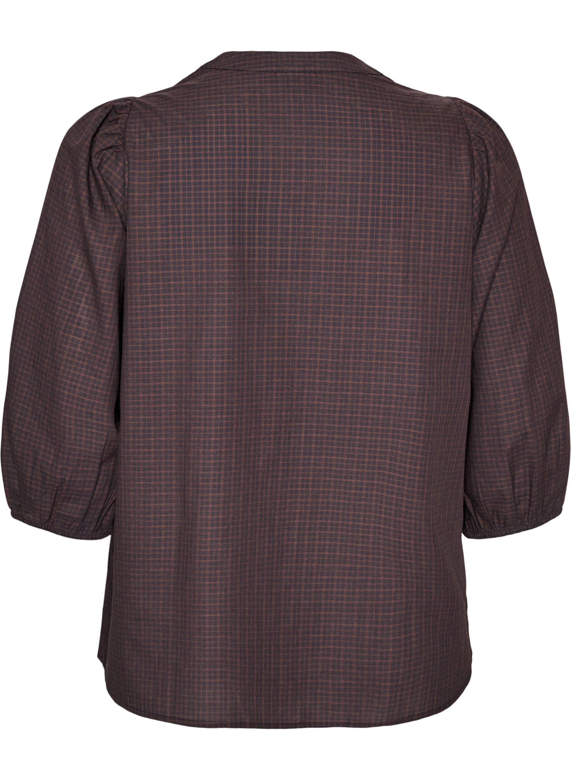ZizziTernet bluse med V-hals og 3/4-&aelig;rmer, Brun, Packshot image number 1