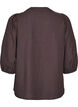 Ternet bluse med V-hals og 3/4-&aelig;rmer, Brun, Packshot image number 1