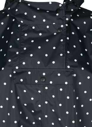 Regnponcho med hætte og print, Black w/ white dots, Packshot image number 2