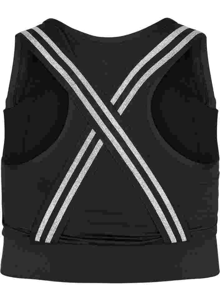 Sports bh med glitter og krydset ryg, Black w. SilverLurex, Packshot image number 1
