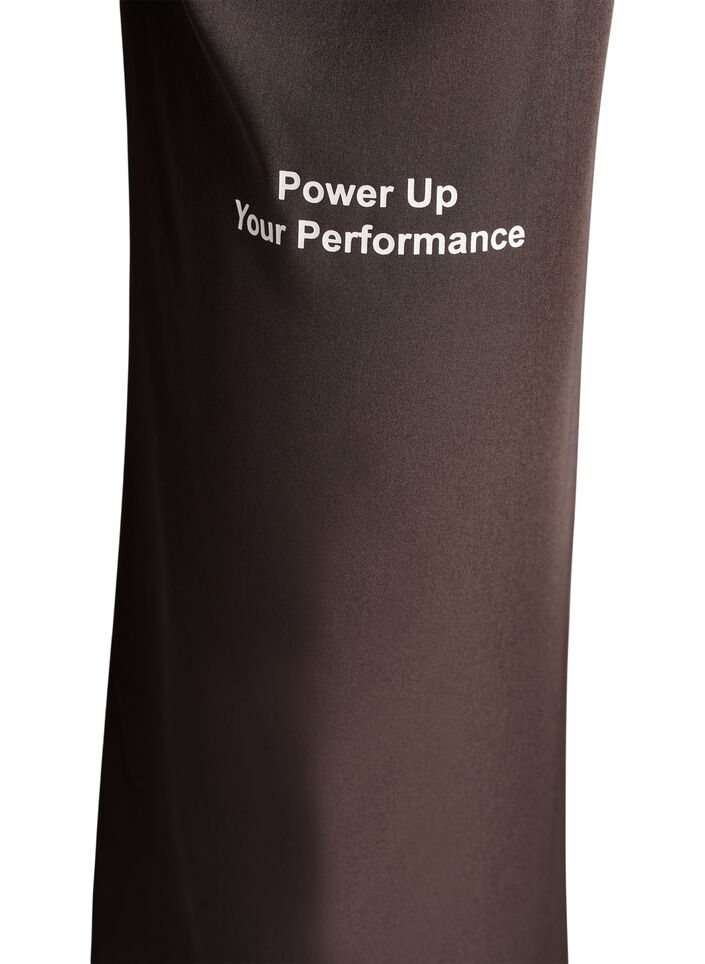 Sporty bukser med h&oslash;j talje og lige ben, Brun, Packshot