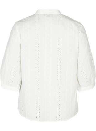 Bomulds bluse med broderi anglaise, Bright White, Packshot image number 1