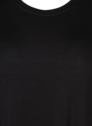 Ensfarvet kjole med lange ærmer og slids, Black, Packshot image number 2