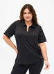 Polo t-shirt med v-hals, Black, Model image number 0