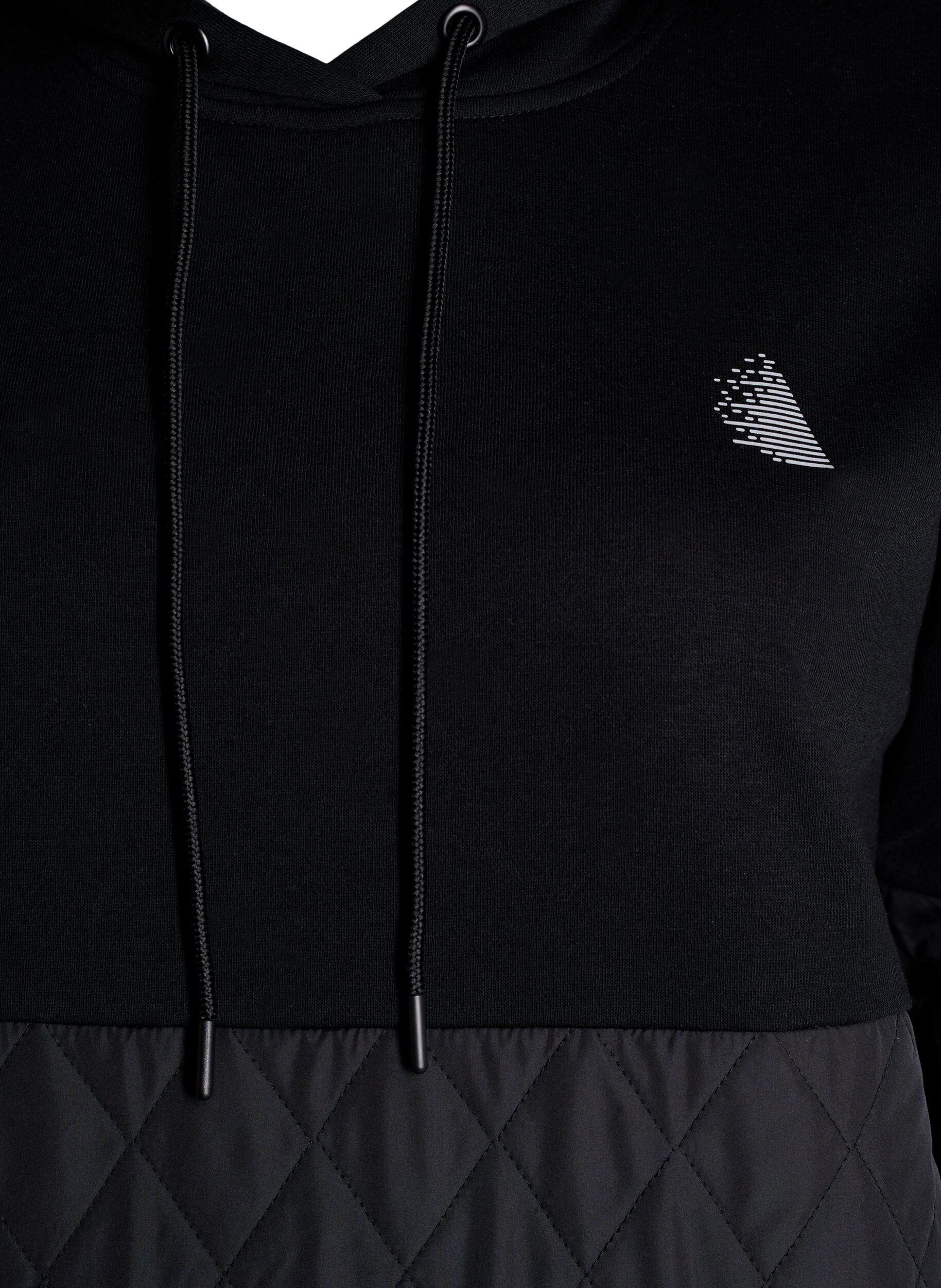 Zizzi Sweatshirt med h&aelig;tte og quilt, Black, Packshot image number 2