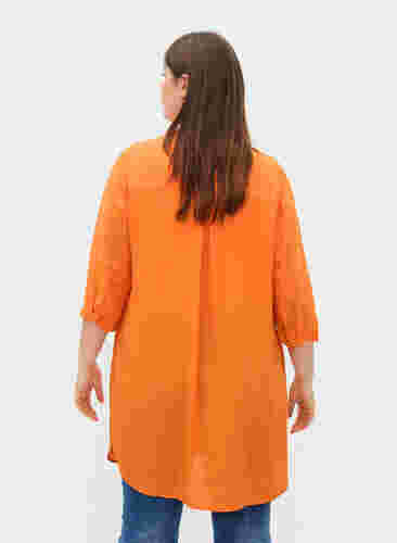 Lang viskose skjorte med 3/4 ærmer, Orange Peel, Model image number 1