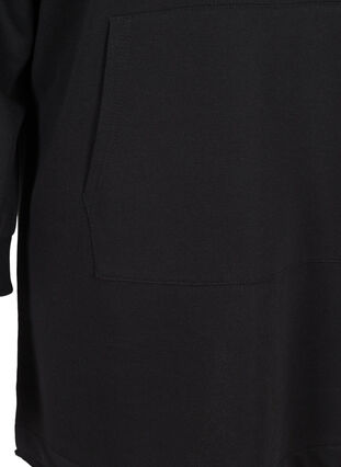 Lang sweatshirt med hætte og stor lomme, Black, Packshot image number 3