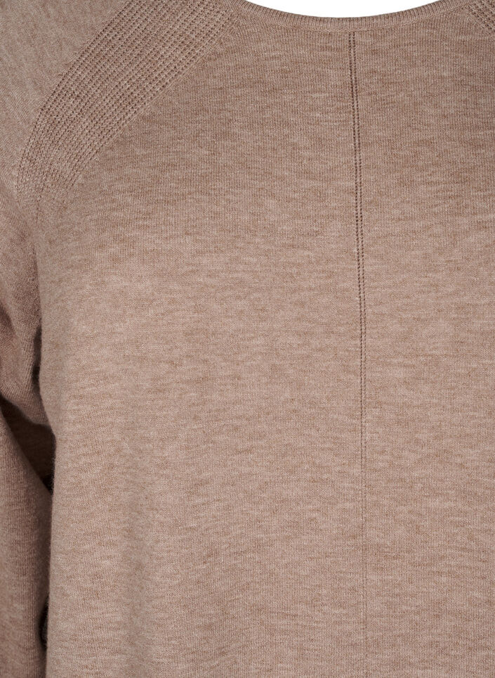 Strikkjole med rund hals og strikket mønster, Fossil Mel., Packshot image number 2