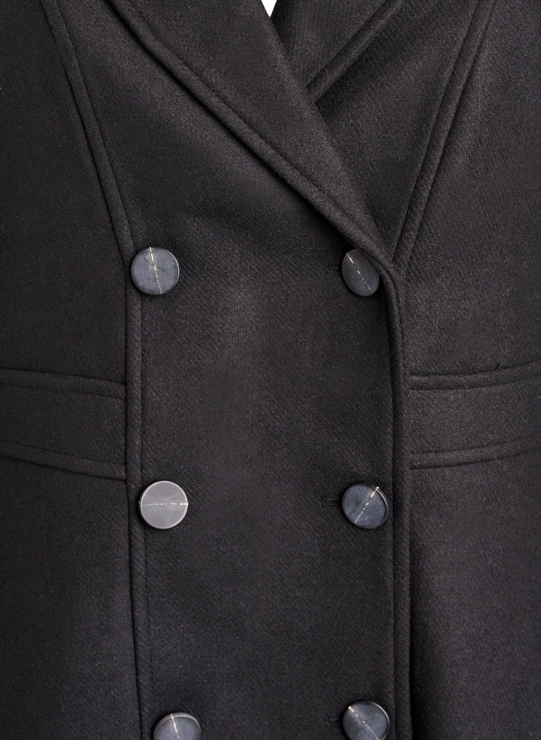 ZizziA-formet uldfrakke med lommer, Sort, Packshot image number 2