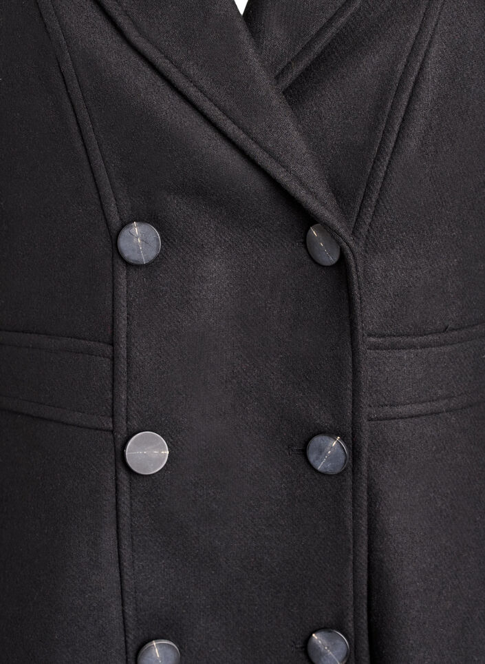 A-formet uldfrakke med lommer, Sort, Packshot image number 2