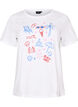 T-shirt i &oslash;kologisk bomuld med strandprint, Hvid, Packshot image number 0