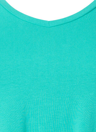 Ensfarvet basis t-shirt i bomuld, Aqua Green, Packshot image number 2
