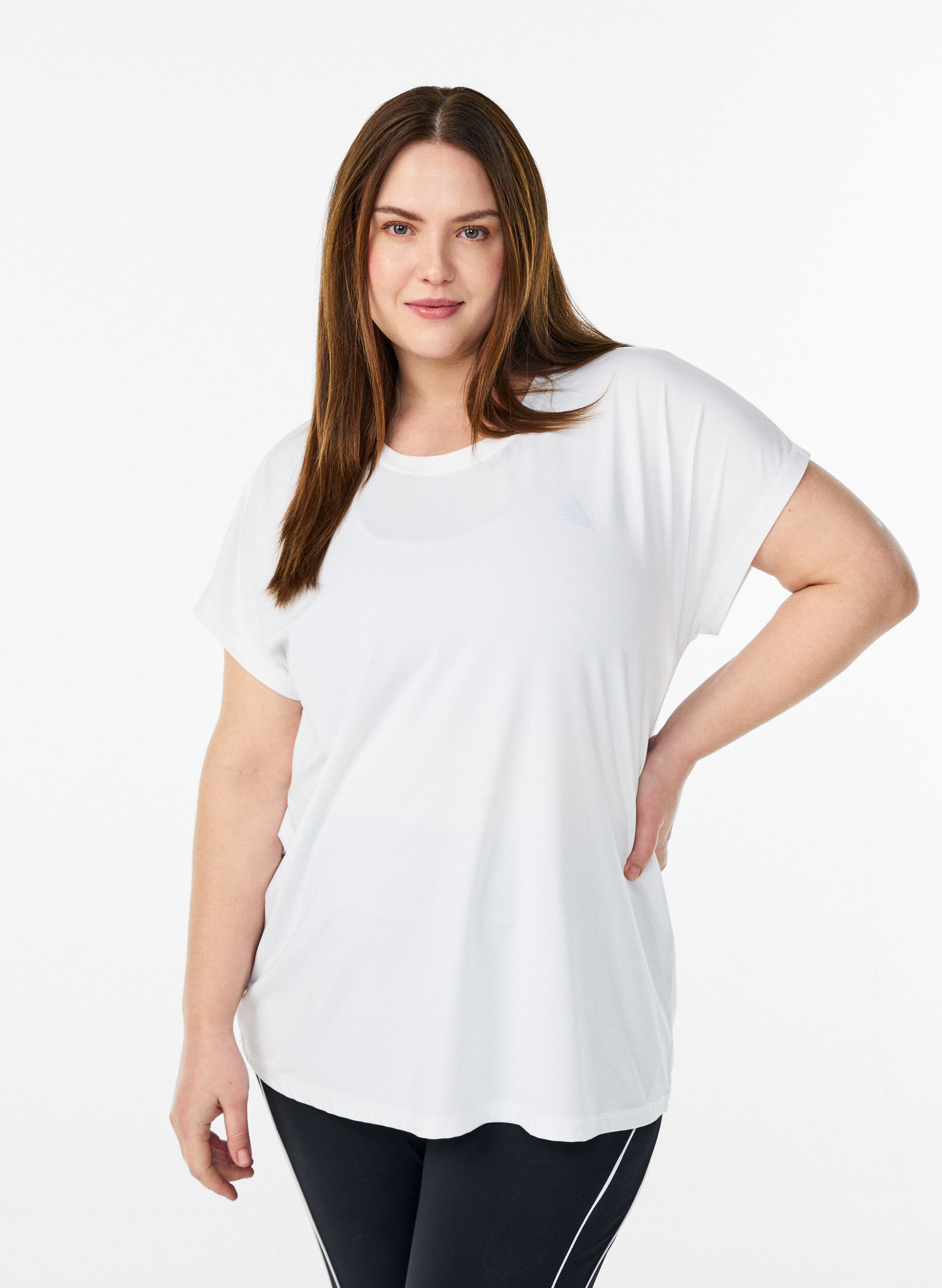 Ensfarvet tr&aelig;nings t-shirt, Hvid, Model