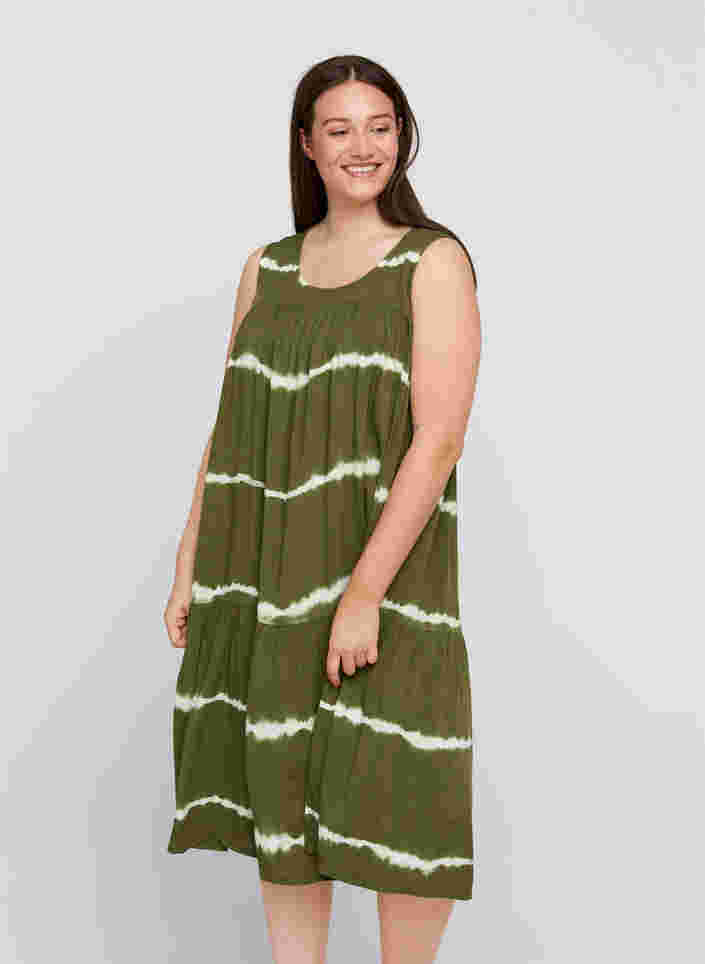 Printet midikjole i viskose, Ivy Green Batik, Model image number 0