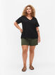 Kort&aelig;rmet basis t-shirt med v-hals, Sort, Model image number 1