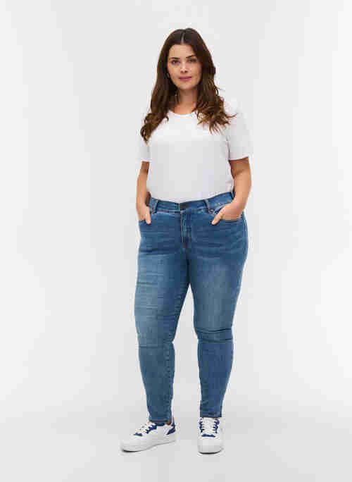 Cropped Amy jeans med høj talje og sløjfe