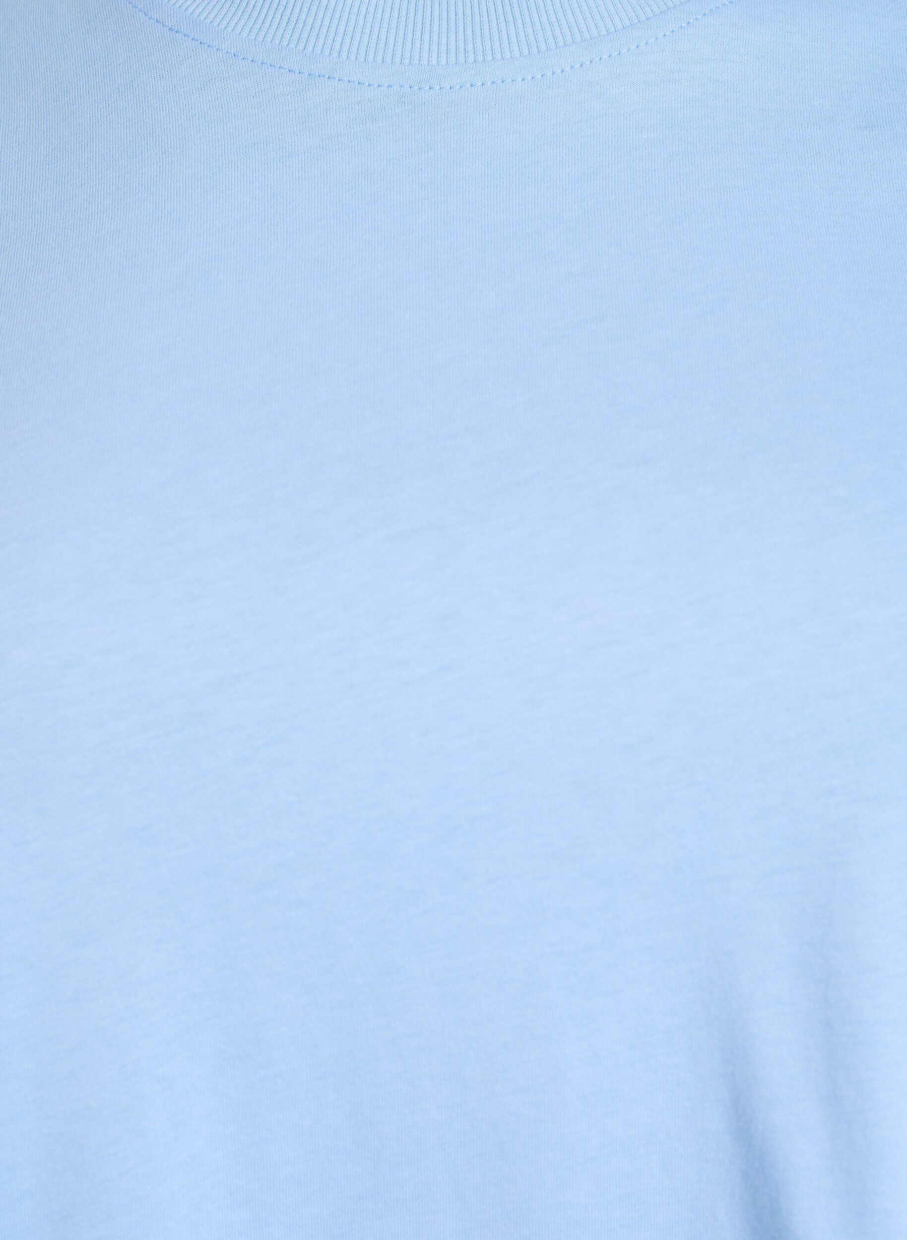 ZizziBasis t-shirt i bomuld med rund hals, Bl&aring;, Packshot image number 2