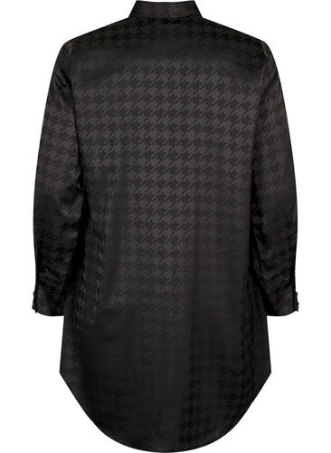 Lang skjorte med houndstooth mønster, Black, Packshot image number 1
