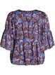 Blomstret bluse med fl&aelig;se&aelig;rmer, Brun, Packshot image number 1