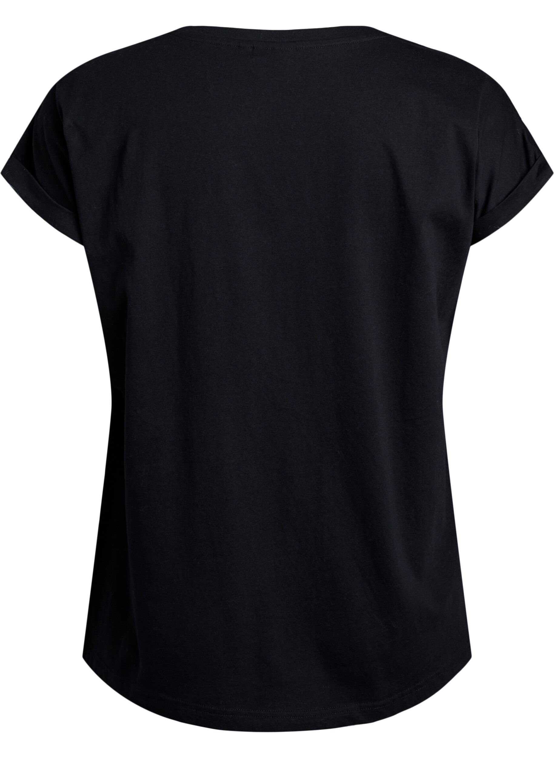 Zizzi T-shirt med leopardprint og tekst, Black Leo, Packshot image number 1