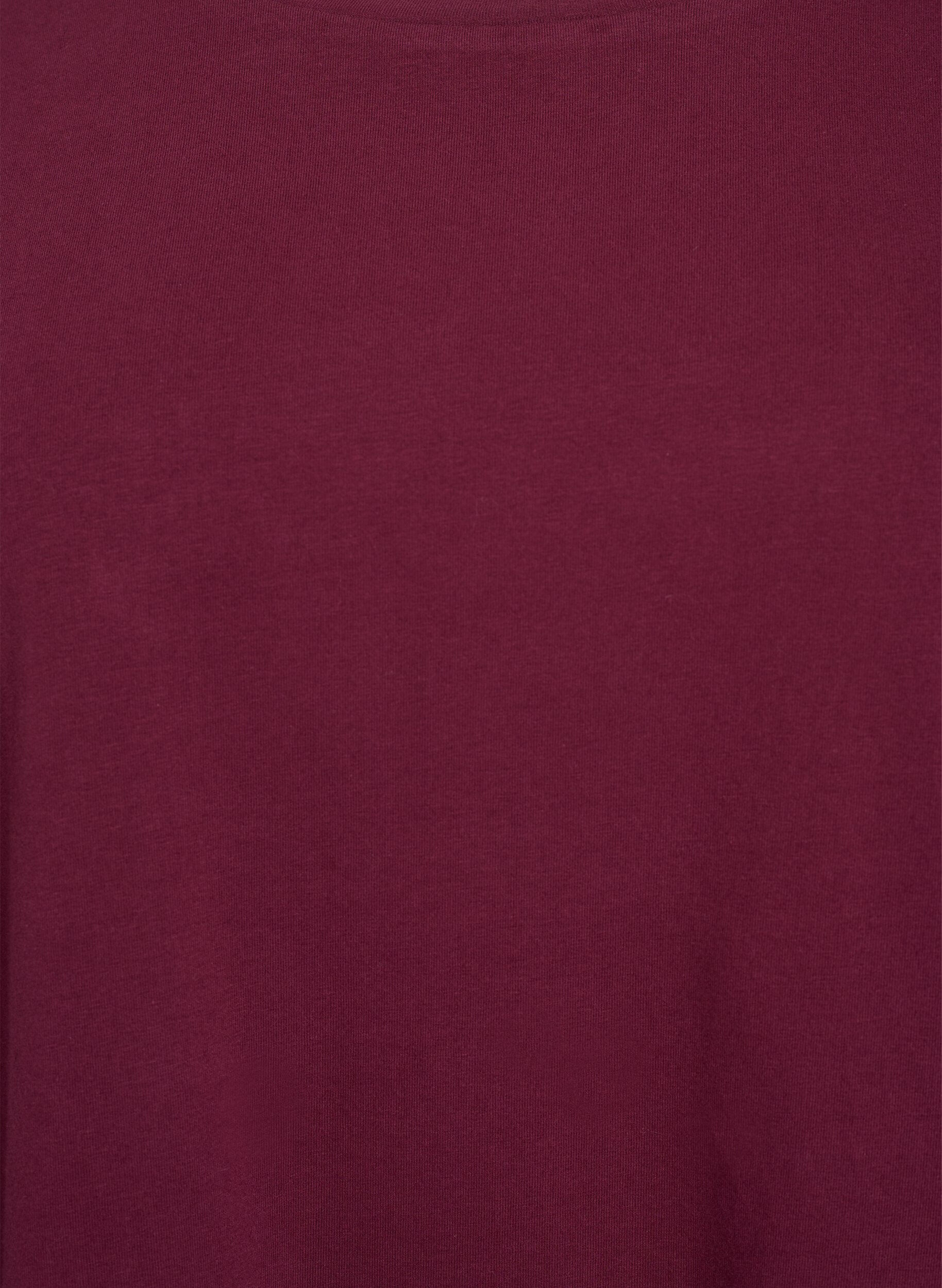 ZizziBasis jerseybluse med lange &aelig;rmer, M&oslash;rk Bordeaux, Packshot image number 2