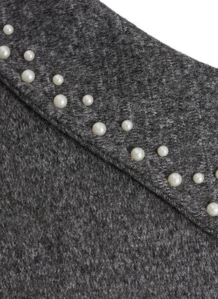 Meleret bluse med krave og perler , Dark Grey Mel, Packshot image number 3