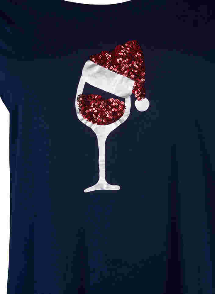 Jule t-shirt i bomuld, Navy Blazer Wine, Packshot image number 2