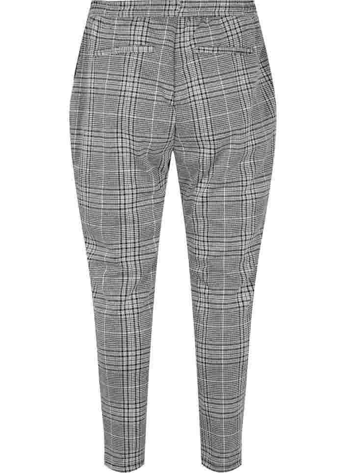 Cropped Maddison bukser med ternet mønster, Black Check, Packshot image number 1