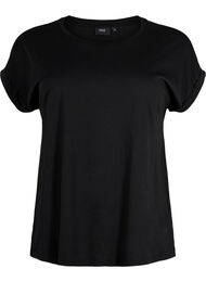 Kortærmet t-shirt i bomuldsblanding, Black, Packshot