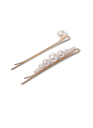2-pak hårnåle med perler, Mother Of Pearl, Packshot image number 1