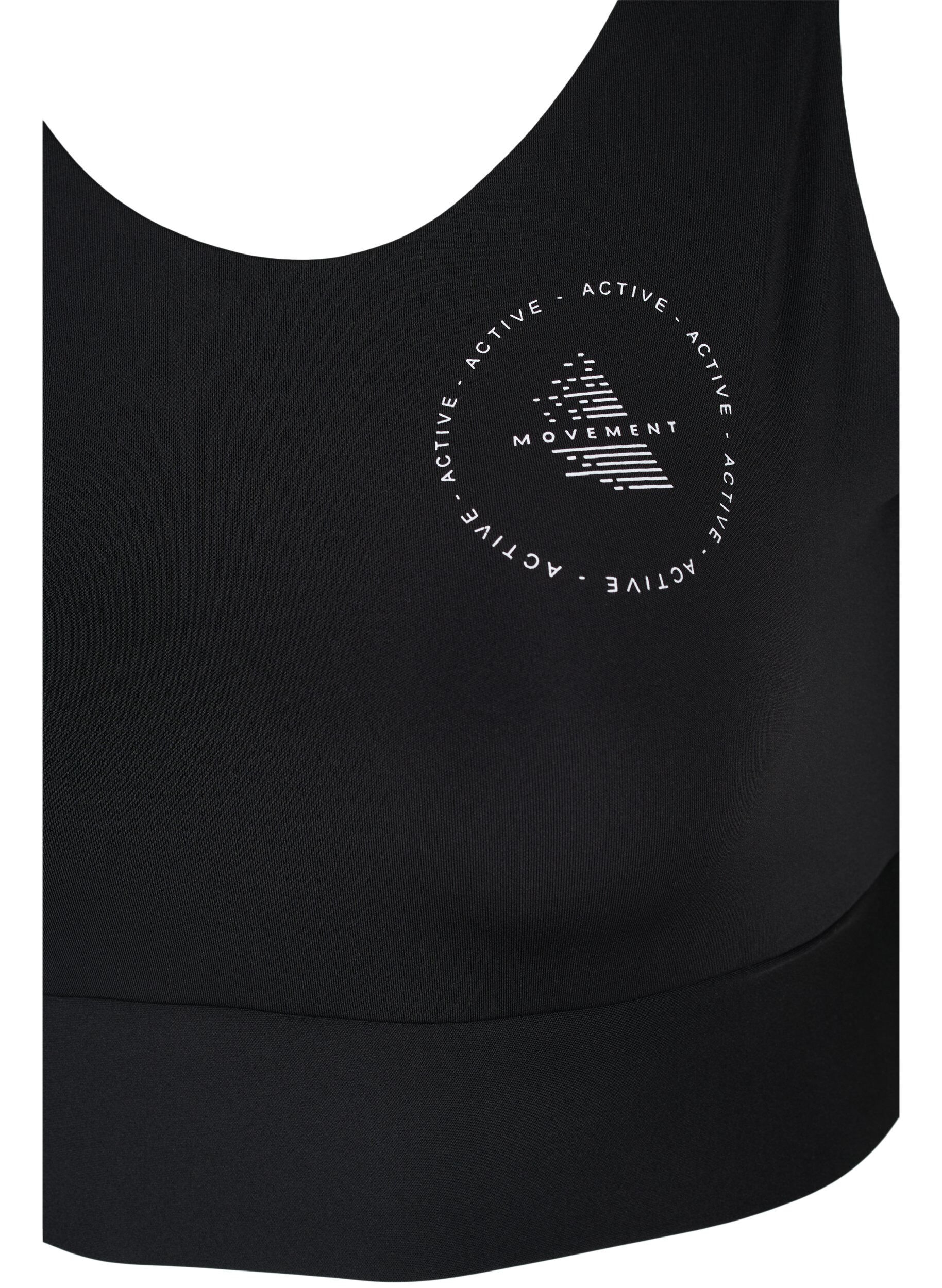 Zizzi CORE, MID SUPPORT SPORTS BRA - Sports bh med v-ryg, Black, Packshot image number 2