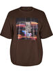 Oversized T-shirt med stort fotoprint, Brun, Packshot image number 0