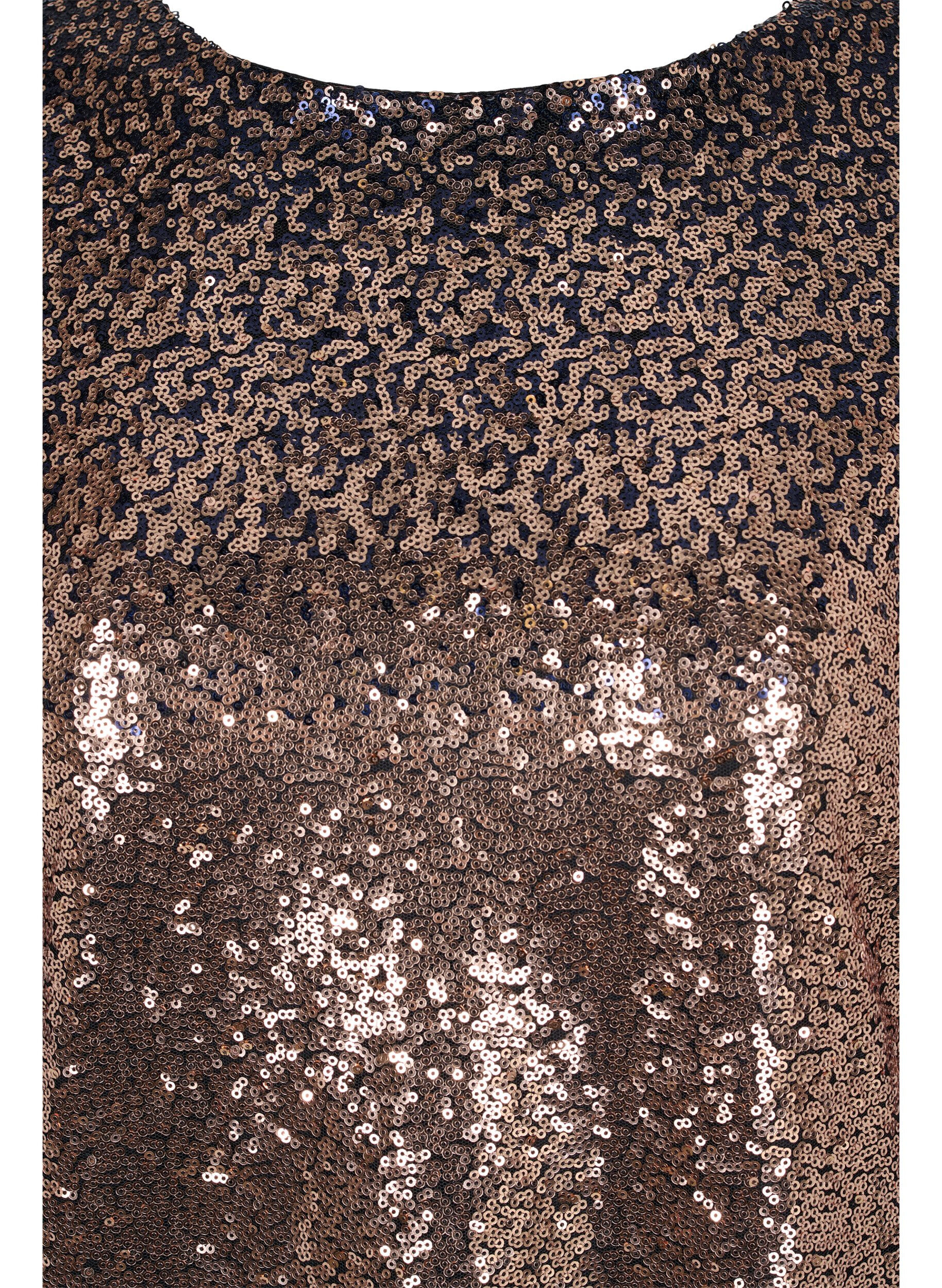 Zizzi Pailletkjole med ballon&aelig;rmer, Evening Blue Cobber, Packshot image number 2