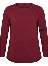 Basis jerseybluse med lange &aelig;rmer, R&oslash;d