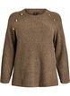 Ribstrikket sweater med dekorative knapper, Brun, Packshot image number 0