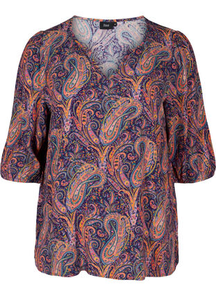Viskose bluse med paisleyprint, Paisley AOP, Packshot image number 0