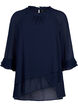 Bluse med asymmetrisk bund og 3/4 ærmer, Navy Blazer, Packshot image number 0