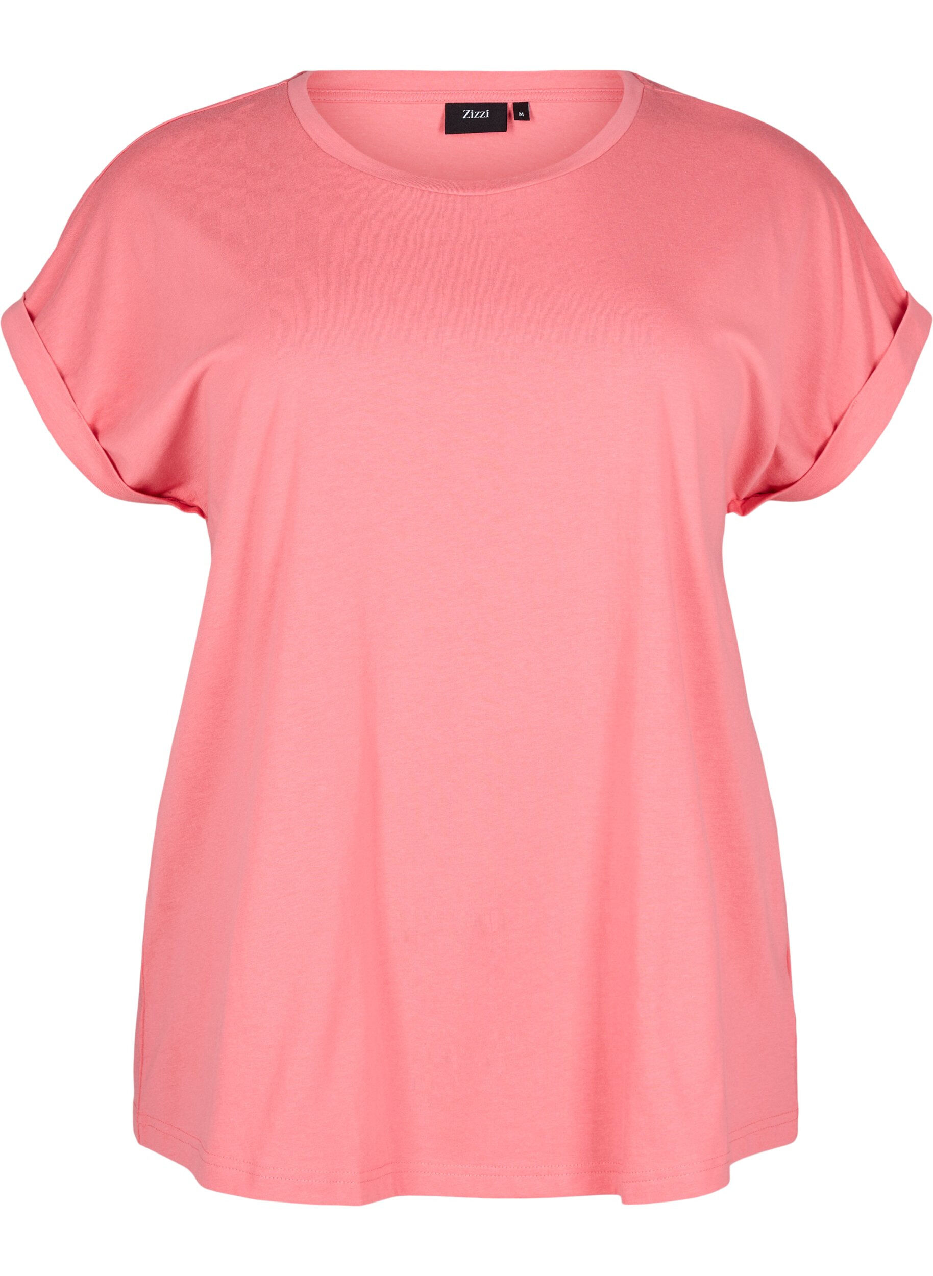 ZizziKort&aelig;rmet t-shirt i bomuldsblanding, Lyser&oslash;d, Packshot image number 0