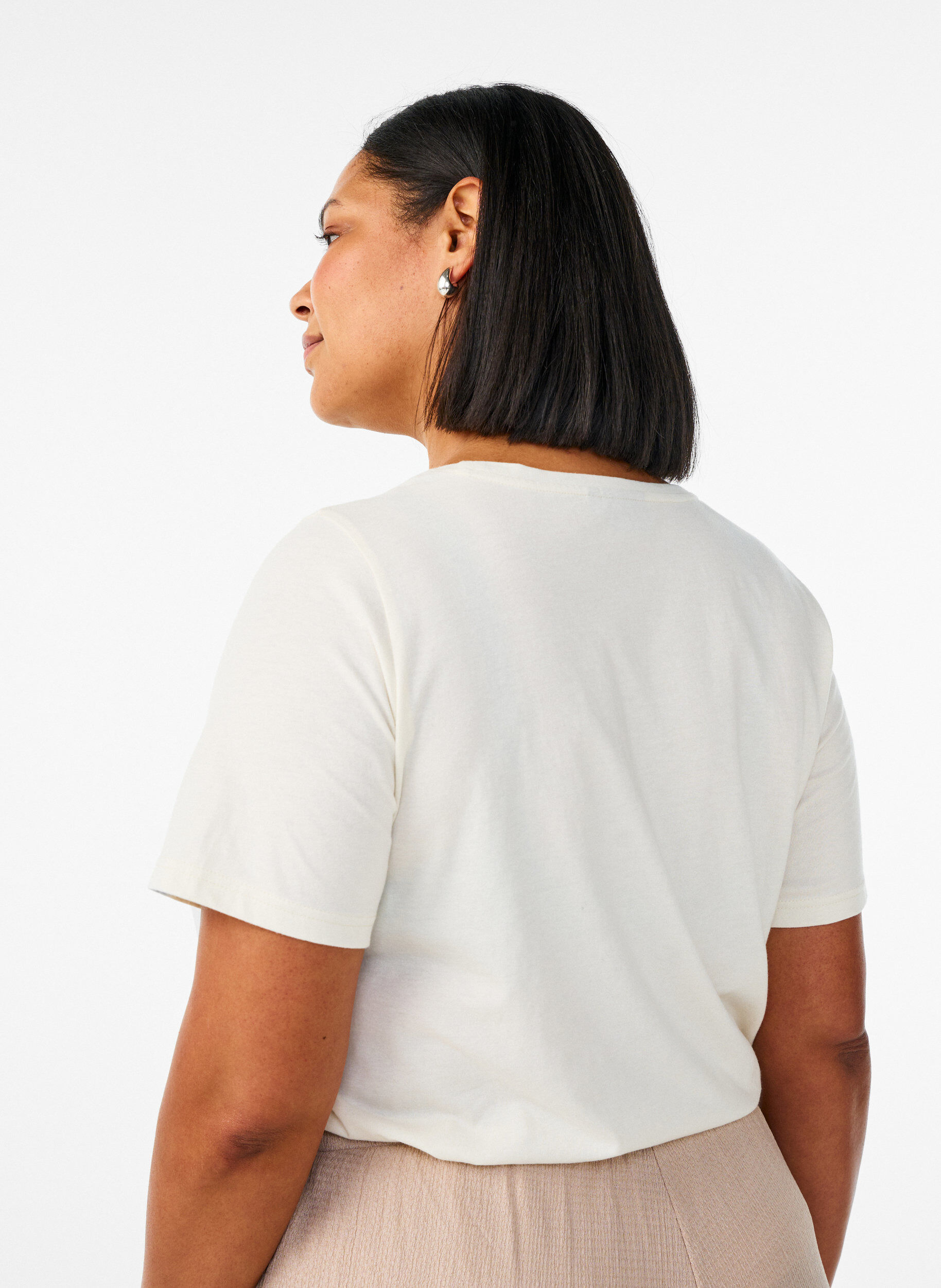ZizziT-shirt med motiv, Vanilla, Model image number 2
