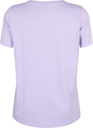 Bomulds t-shirt med printdetalje, Lavender ARIZONA, Packshot image number 1