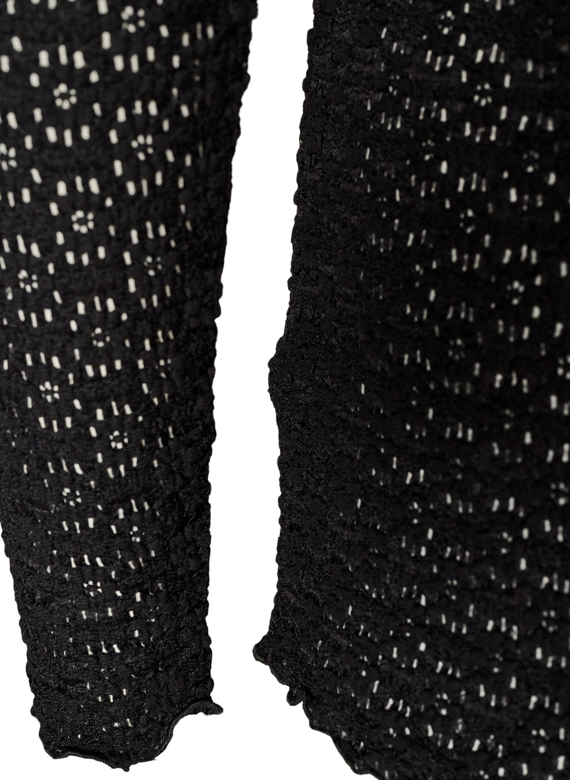 ZizziBluse med hulm&oslash;nster og lange &aelig;rmer, Sort, Packshot image number 3