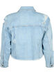 Kort denimjakke med sliddetaljer, Light Blue Denim, Packshot image number 1