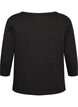 Basis T-shirt med b&aring;dudsk&aelig;ring og 3/4-&aelig;rmer, Sort, Packshot image number 1
