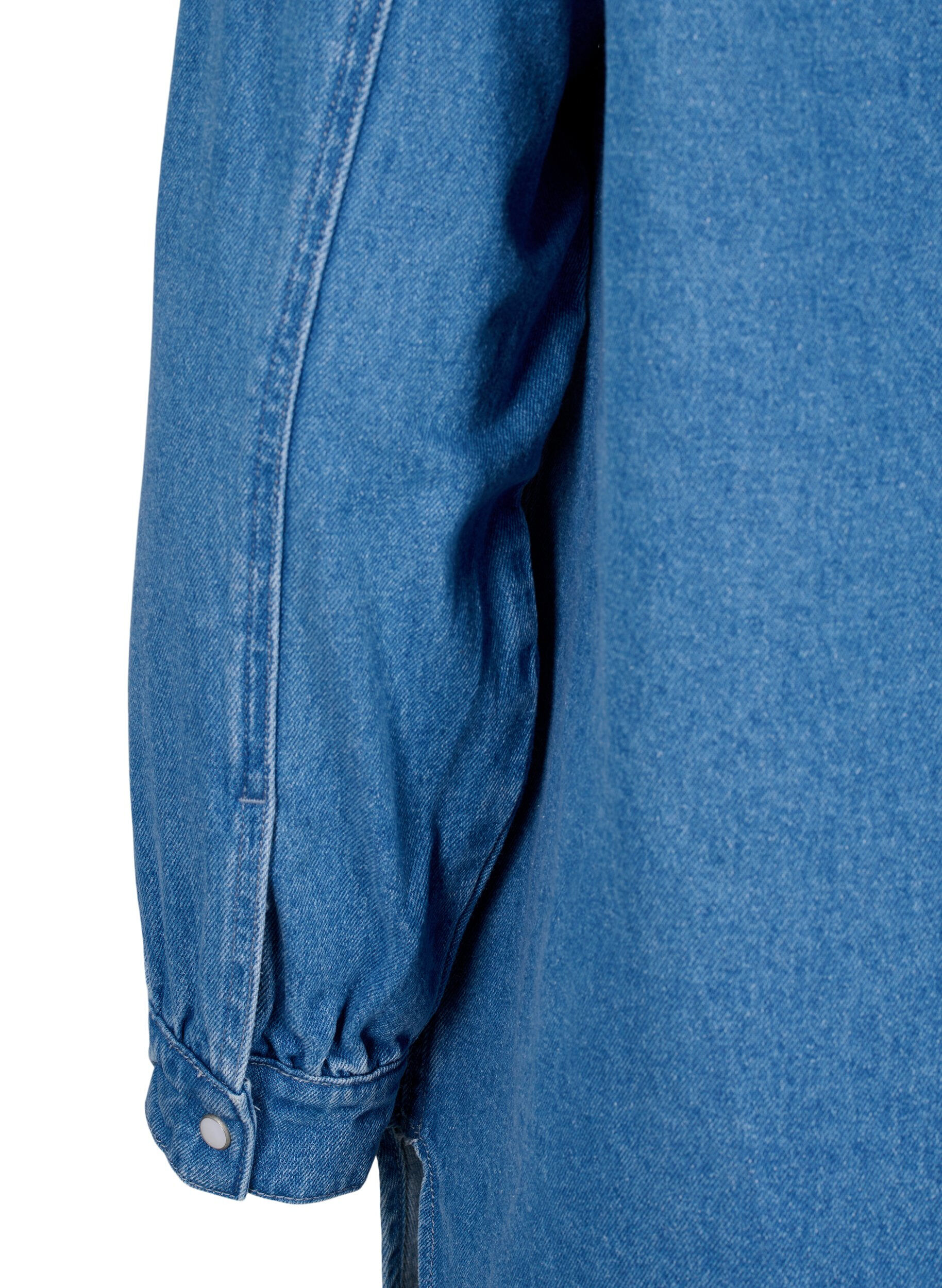 Zizzi Denimskjorte med rhinesten, Light Blue Denim, Packshot image number 4