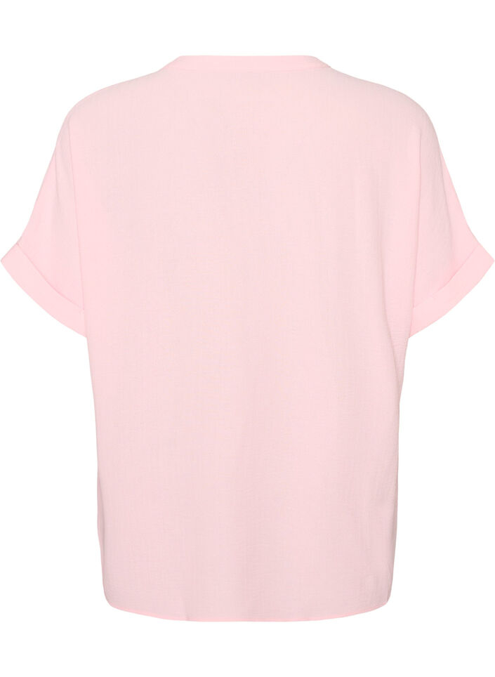 L&oslash;s bluse med korte &aelig;rmer, Lyser&oslash;d, Packshot image number 1