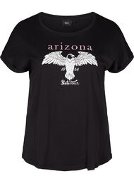Kortærmet bomulds t-shirt med print, Black w. Arizona 