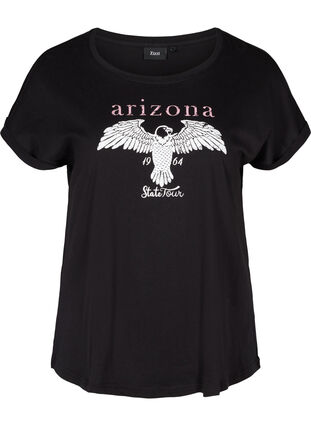 Kortærmet bomulds t-shirt med print, Black w. Arizona , Packshot image number 0