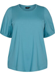 Bomulds t-shirt med 2/4 ærmer, Brittany Blue