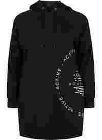 Lang sweatshirt med hætte og printdetaljer